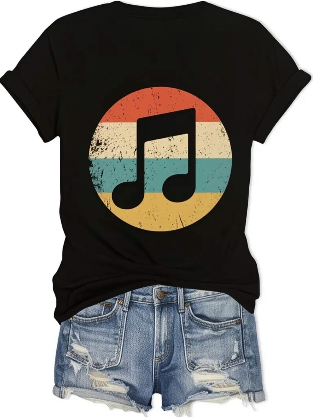 Music Lovers Note Graphic Tee - Black size unisex M